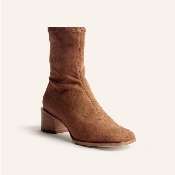 Reformation Louie Stretch Sock Bootie in Toasted Brown Suede - Picture 6 of 11